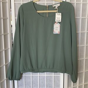 Pink Rose Green Blouse